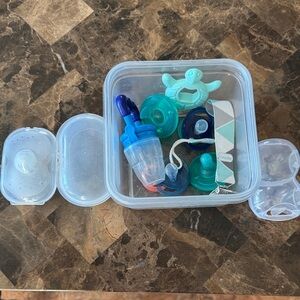 Baby Pacifier and Teether Set with Storage Box
